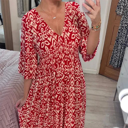 👗Vestido floral suelto con cuello en V para vacaciones en la playa🌊